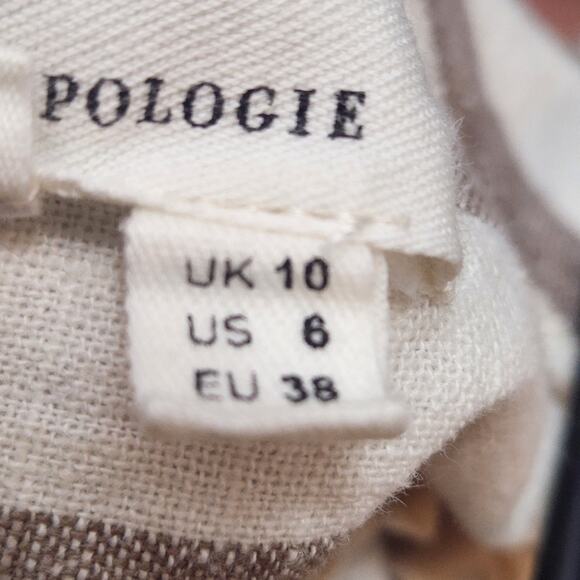 Anthropologie oasis striped linen pants cream tan cropped Size 6 - Picture 2 of 11